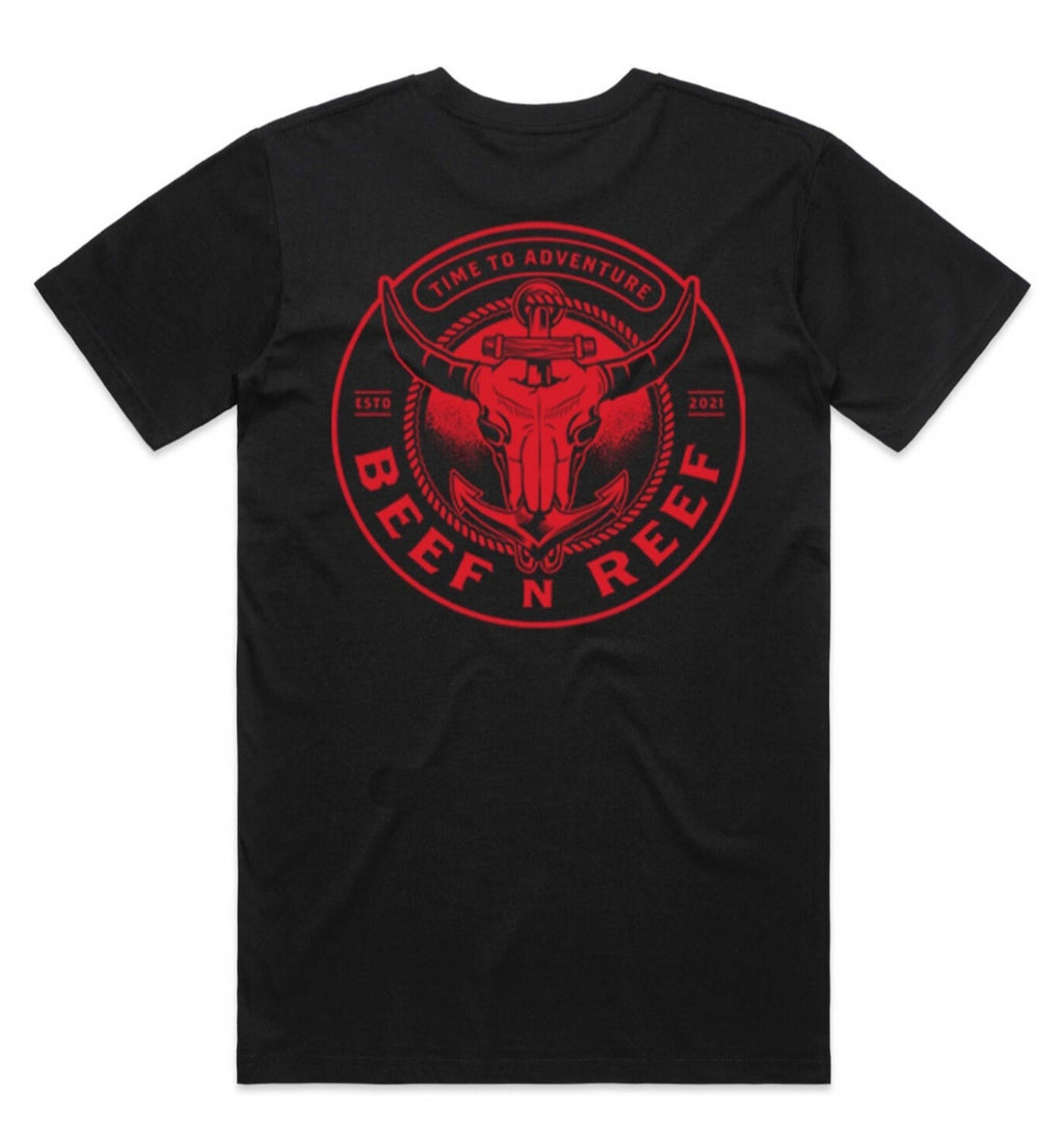 Black Essential Tee - Red Logo