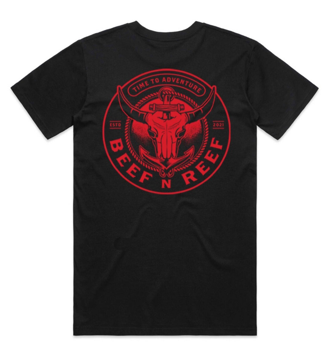 Black Essential Tee - Red Logo