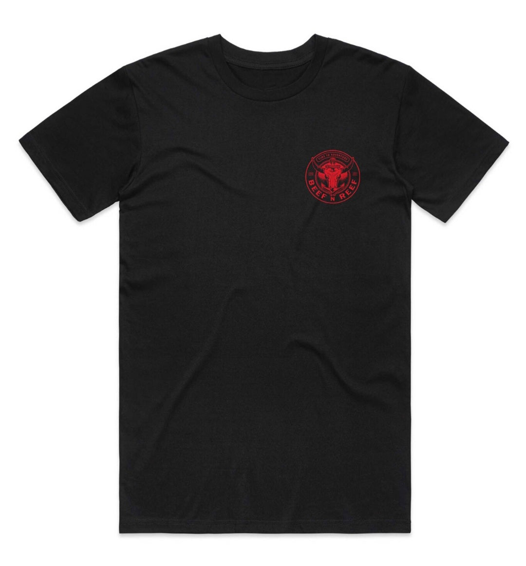 Black Essential Tee - Red Logo